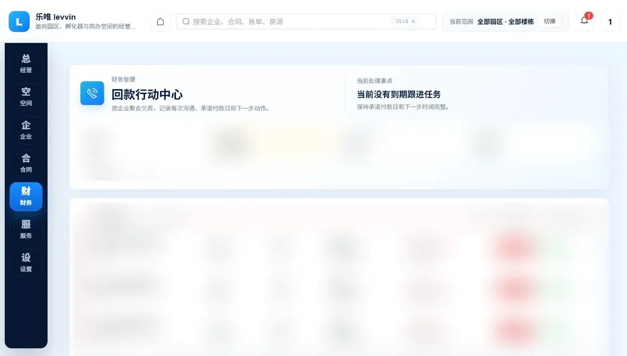 乐唯回款行动中心，演示数据已脱敏